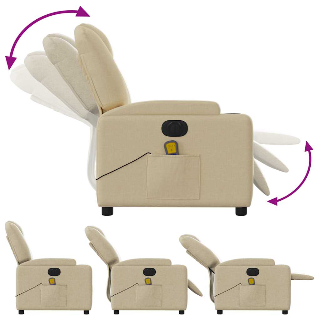 Electric Massage Recliner Chair Cream Fabric