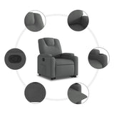 Stand up Recliner Chair Dark Grey Fabric - Low Angle