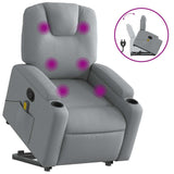 Stand up Massage Recliner Chair Light Grey Fabric - Front View