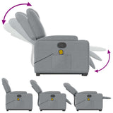 Stand up Massage Recliner Chair Light Grey Fabric