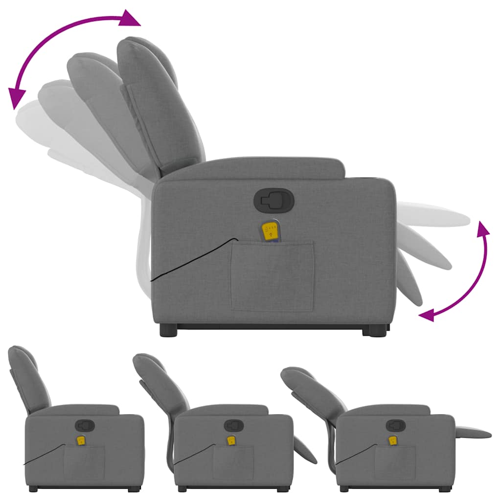 Stand up Massage Recliner Chair Dark Grey Fabric