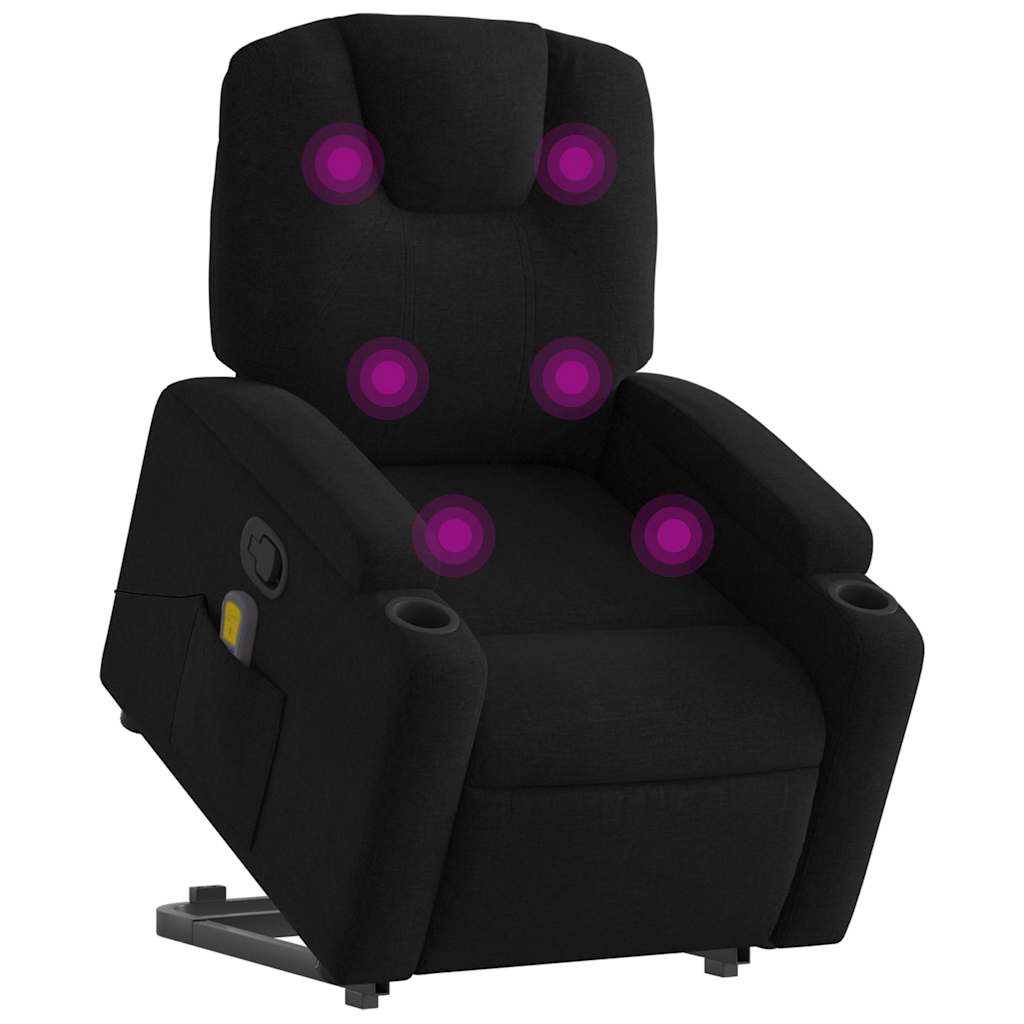 Stand up Massage Recliner Chair Black Fabric