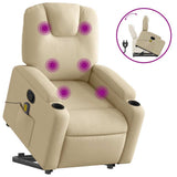 Stand up Massage Recliner Chair Cream Fabric - Front View