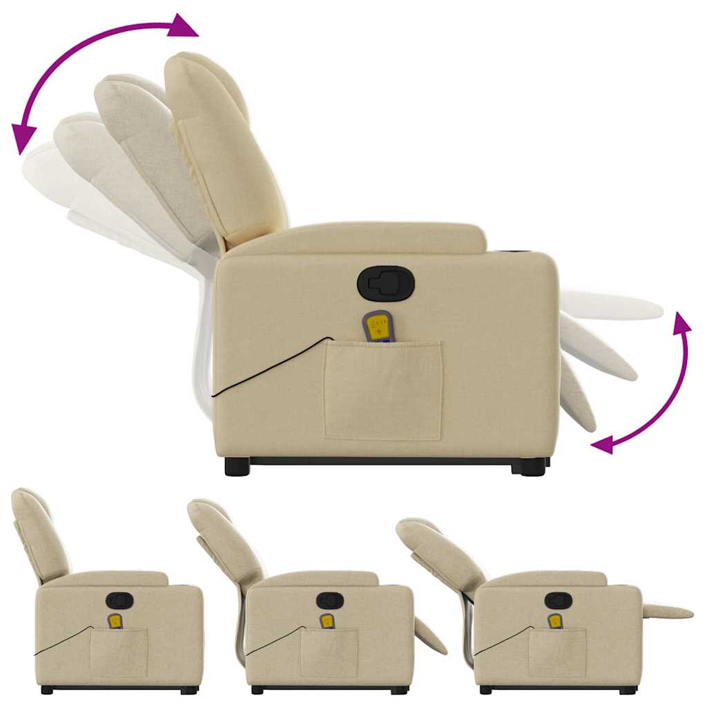Stand up Massage Recliner Chair Cream Fabric