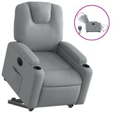 Electric Stand up Recliner Chair Light Grey Fabric - Front View