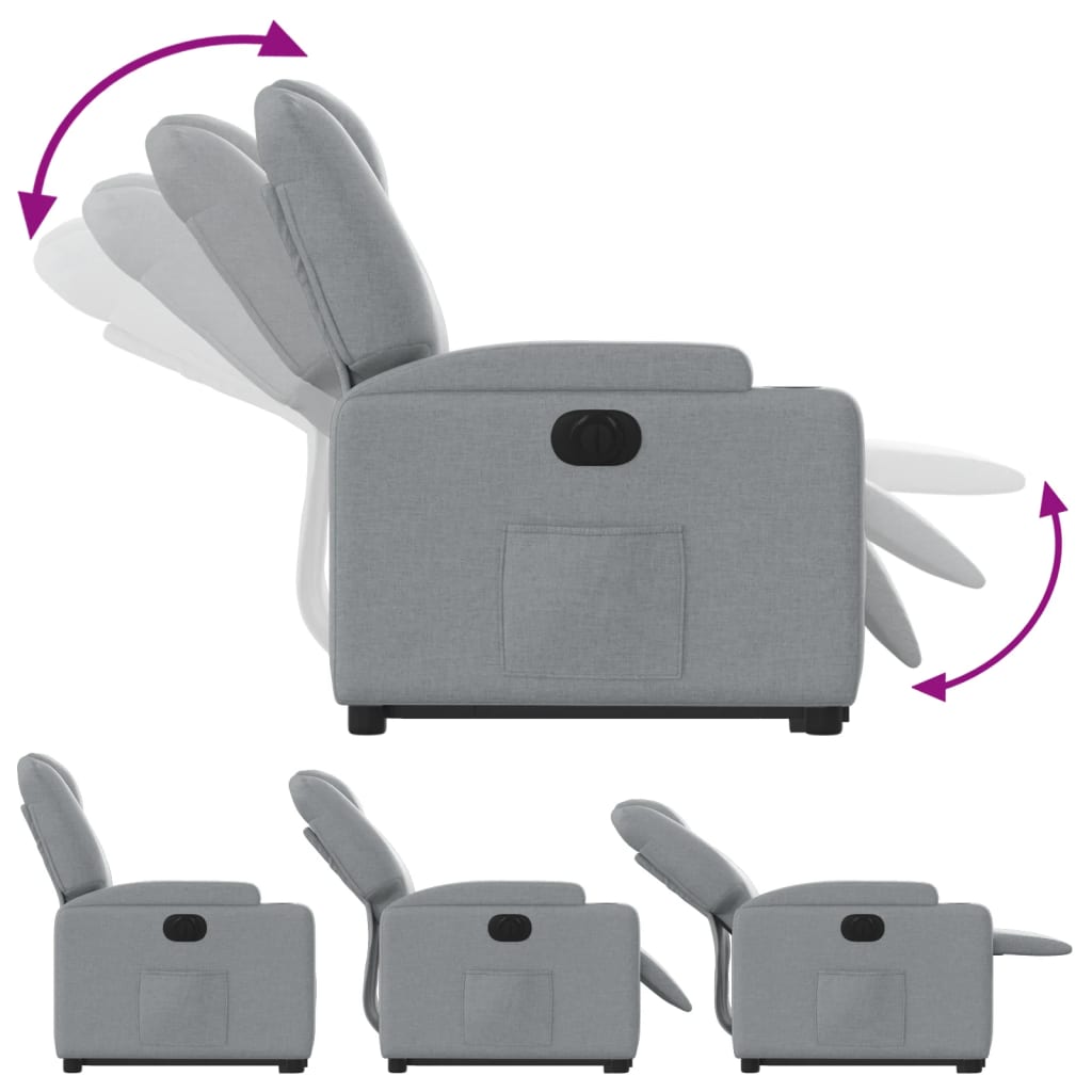 Electric Stand up Recliner Chair Light Grey Fabric