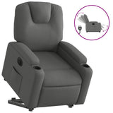 Electric Stand up Recliner Chair Dark Grey Fabric - Front View