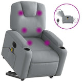 Electric Stand up Massage Recliner Chair Light Grey Fabric - Front View