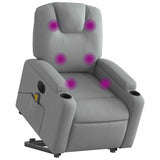 Electric Stand up Massage Recliner Chair Light Grey Fabric - Side View