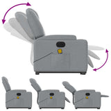 Electric Stand up Massage Recliner Chair Light Grey Fabric - Close-Up Angle