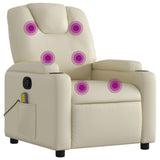 Massage Recliner Chair Cream Faux Leather - Front View