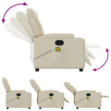 Massage Recliner Chair Cream Faux Leather - 45-Degree Angle
