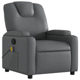 Massage Recliner Chair Grey Faux Leather - Side View