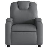 Massage Recliner Chair Grey Faux Leather - Close-Up Angle