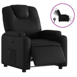 Electric Recliner Chair Black Faux Leather - Front View