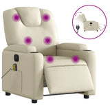 Electric Massage Recliner Chair Cream Faux Leather - Front View