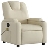 Electric Massage Recliner Chair Cream Faux Leather - Side View