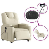 Electric Massage Recliner Chair Cream Faux Leather - 45-Degree Angle