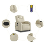 Electric Massage Recliner Chair Cream Faux Leather - Close-Up Angle