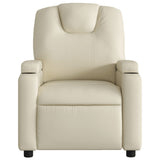 Electric Massage Recliner Chair Cream Faux Leather - Low Angle