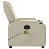 Electric Massage Recliner Chair Cream Faux Leather - Extra Image
