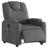 Electric Massage Recliner Chair Grey Faux Leather - Side View