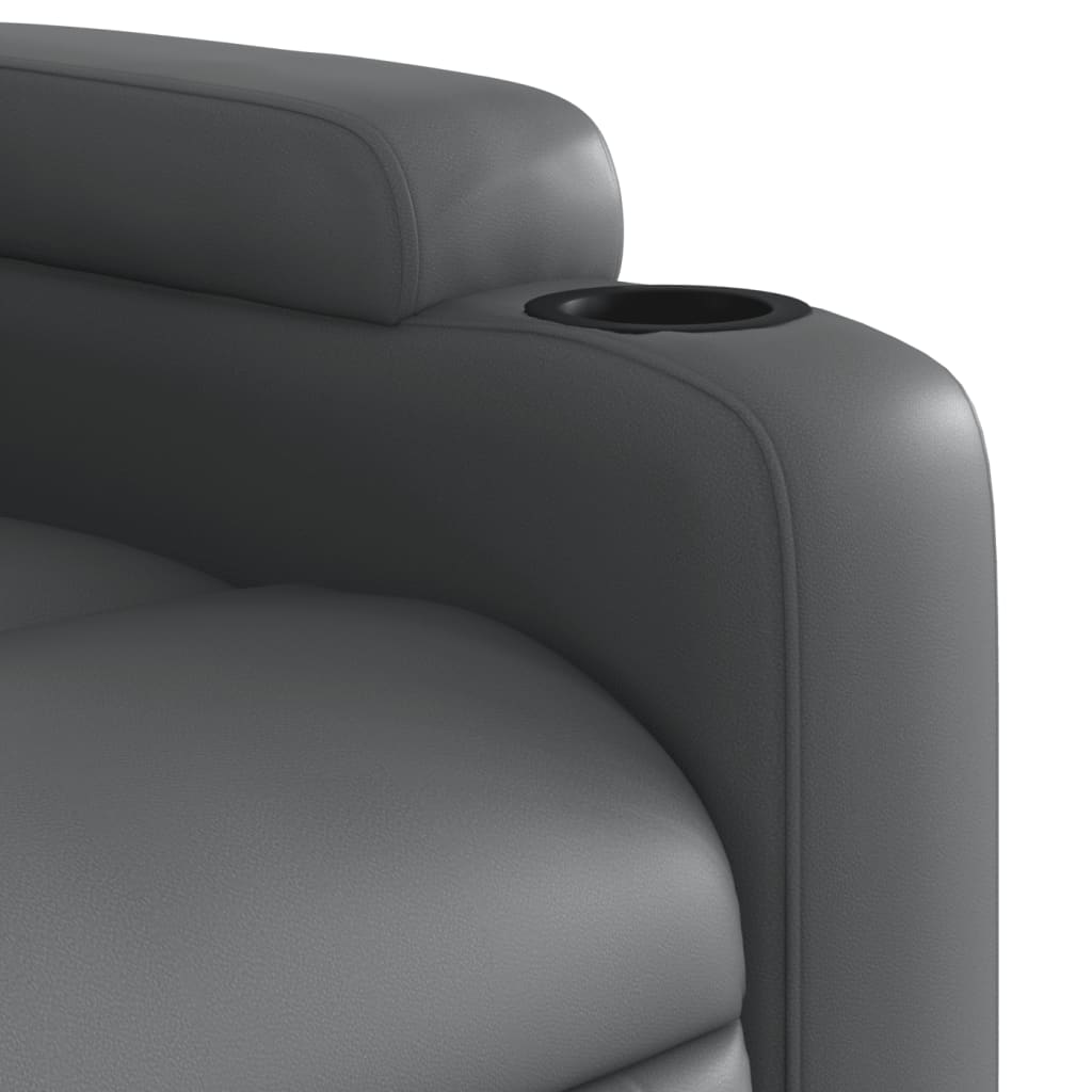 Electric Massage Recliner Chair Grey Faux Leather