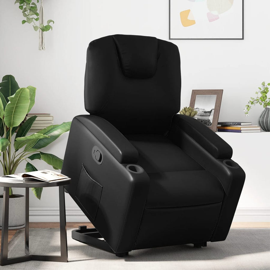 Stand up Recliner Chair Black Faux Leather