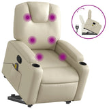 Stand up Massage Recliner Chair Cream Faux Leather - Front View