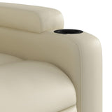 Stand up Massage Recliner Chair Cream Faux Leather