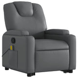 Stand up Massage Recliner Chair Grey Faux Leather - Side View