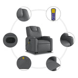 Stand up Massage Recliner Chair Grey Faux Leather - Close-Up Angle