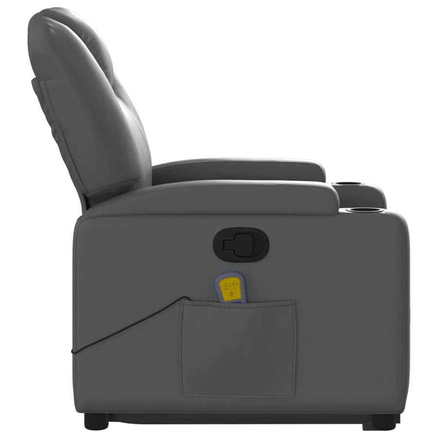 Stand up Massage Recliner Chair Grey Faux Leather