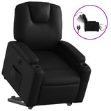 Electric Stand up Recliner Chair Black Faux Leather - Front View