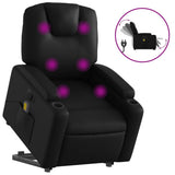 Electric Stand up Massage Recliner Chair Black Faux Leather - Front View