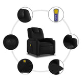 Electric Stand up Massage Recliner Chair Black Faux Leather - Close-Up Angle