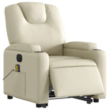 Electric Stand up Massage Recliner Chair Cream Faux Leather