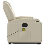 Electric Stand up Massage Recliner Chair Cream Faux Leather - Extra Image