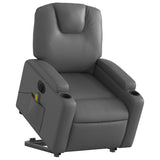 Electric Stand up Massage Recliner Chair Grey Faux Leather - Side View