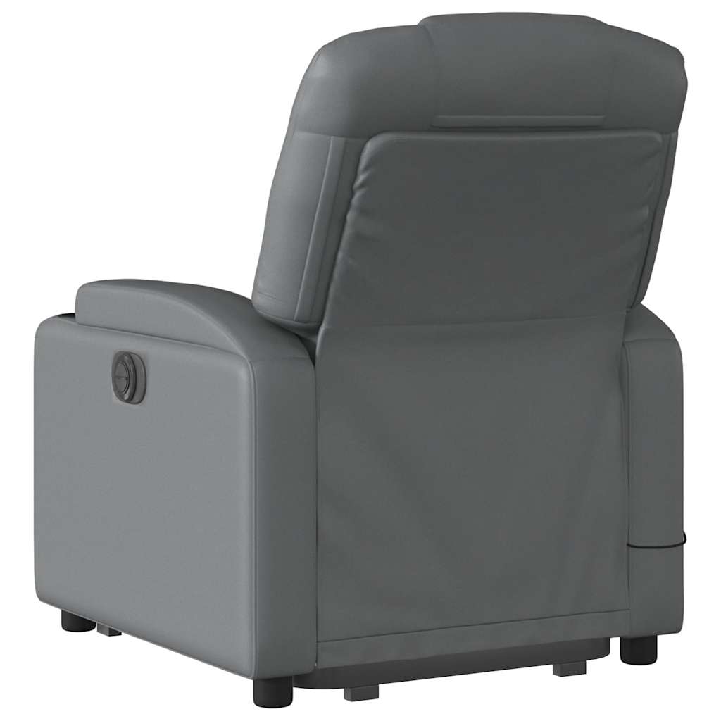 Electric Stand up Massage Recliner Chair Grey Faux Leather