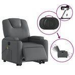 Electric Stand up Massage Recliner Chair Grey Faux Leather