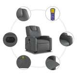 Electric Stand up Massage Recliner Chair Grey Faux Leather