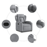 Recliner Chair Light Grey Fabric - 45-Degree Angle