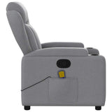 Massage Recliner Chair Light Grey Fabric - Low Angle