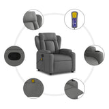 Massage Recliner Chair Dark Grey Fabric - Rear View
