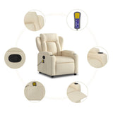 Massage Recliner Chair Cream Fabric - Rear View