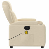 Massage Recliner Chair Cream Fabric - Low Angle