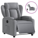 Electric Recliner Chair Light Grey Fabric - Front View