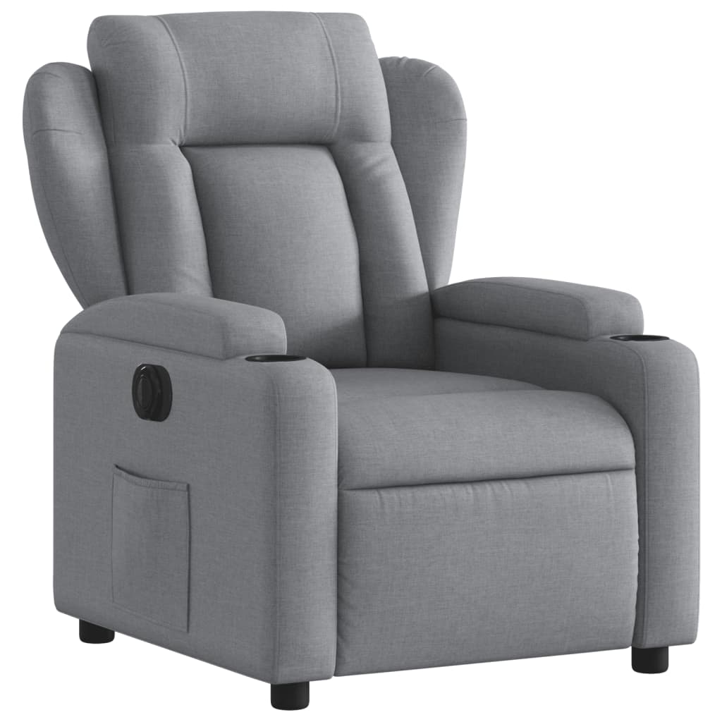 Electric Recliner Chair Light Grey Fabric