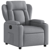 Electric Recliner Chair Light Grey Fabric - Side View